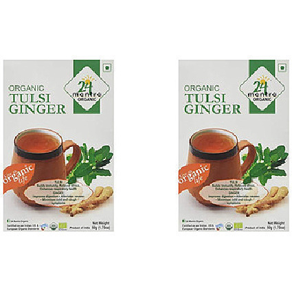 Pack of 2 - 24 Mantra Organic Tulsi Ginger - 1 Lb (454 Gm)