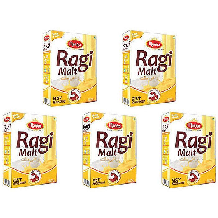Pack of 5 - Manna Ragi Malt - 200 Gm (7 Oz)
