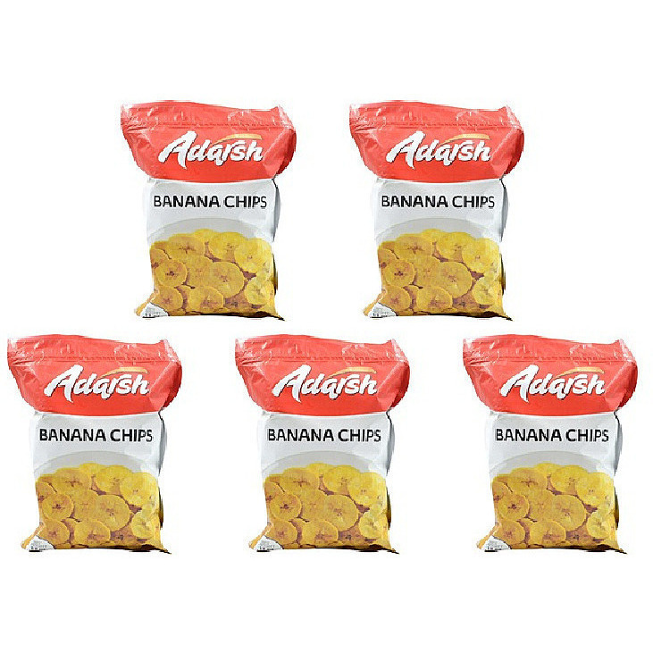 Pack of 5 - Adarsh Banana Chips  Chilli - 340 Gm (12 Oz)