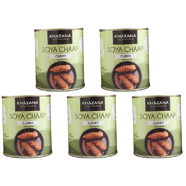 Pack of 5 - Khazana Soya Chaap Heat & Eat - 850 Gm (1.87 Lb)
