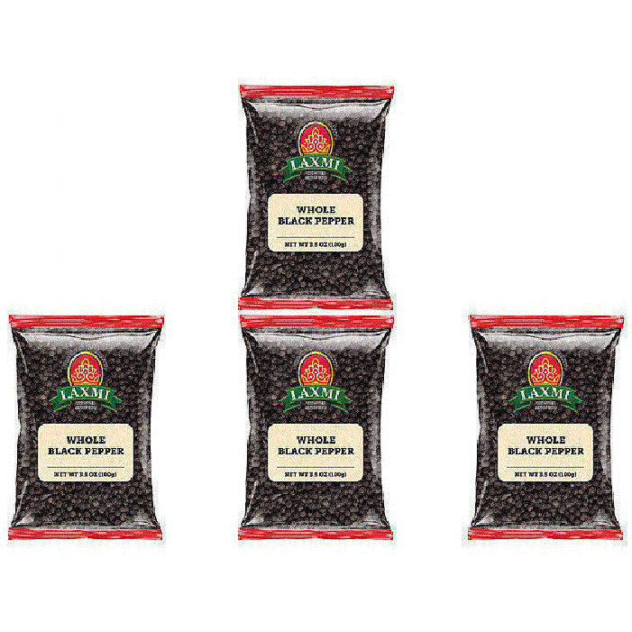 Pack of 4 - Laxmi Black Pepper Whole - 100 Gm (3.5 Oz)