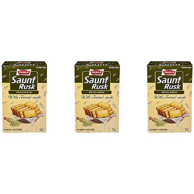 Pack of 3 - Parle Saunf Rusk With Fennel Seeds - 546 Gm (19.26 Oz)