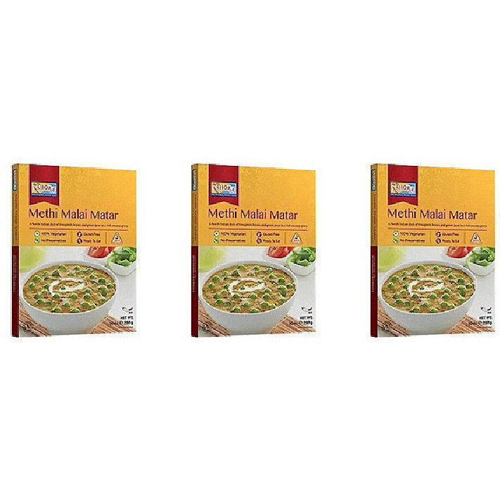 Pack of 3 - Ashoka Shahi Methi Matar Vegan Ready To Eat - 10 Oz (280 Gm)