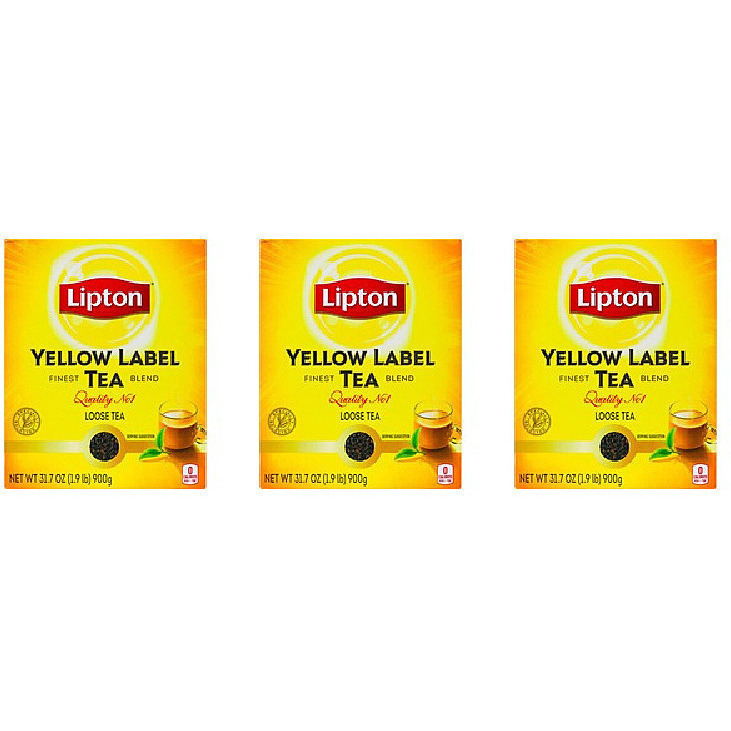 Pack of 3 - Lipton Yellow Label Loose Tea - 900 Gm (1.9 Lb)