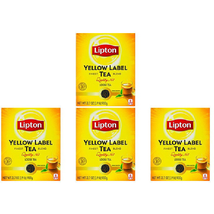 Pack of 4 - Lipton Yellow Label Loose Tea - 900 Gm (1.9 Lb)