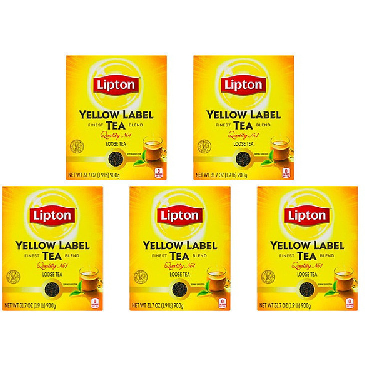 Pack of 5 - Lipton Yellow Label Loose Tea - 900 Gm (1.9 Lb)