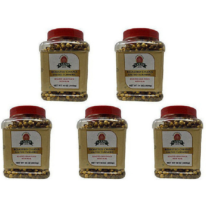 Pack of 5 - Laxmi Roasted Chana Salted Turmeric With Husk - 400 Gm (14 Oz)