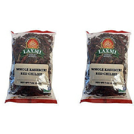 Pack of 2 - Laxmi Whole Kashmiri Red Chilies - 7 Oz (200 Gm)