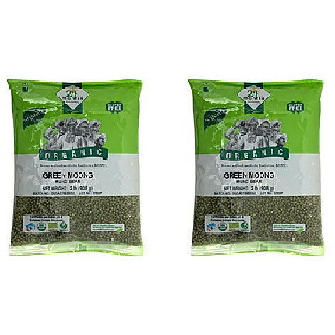 Pack of 2 - 24 Mantra Organic Green Whole Moong Mung Beans - 2 Lb (908 Gm)