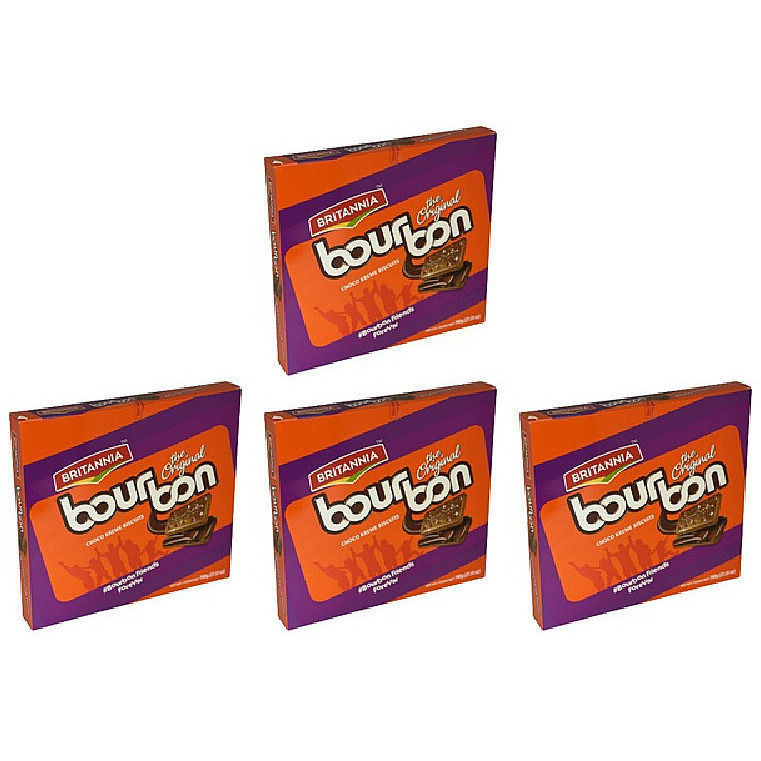 Pack of 4 - Britannia Bourbon 8 Packets - 750 Gm (27 Oz)
