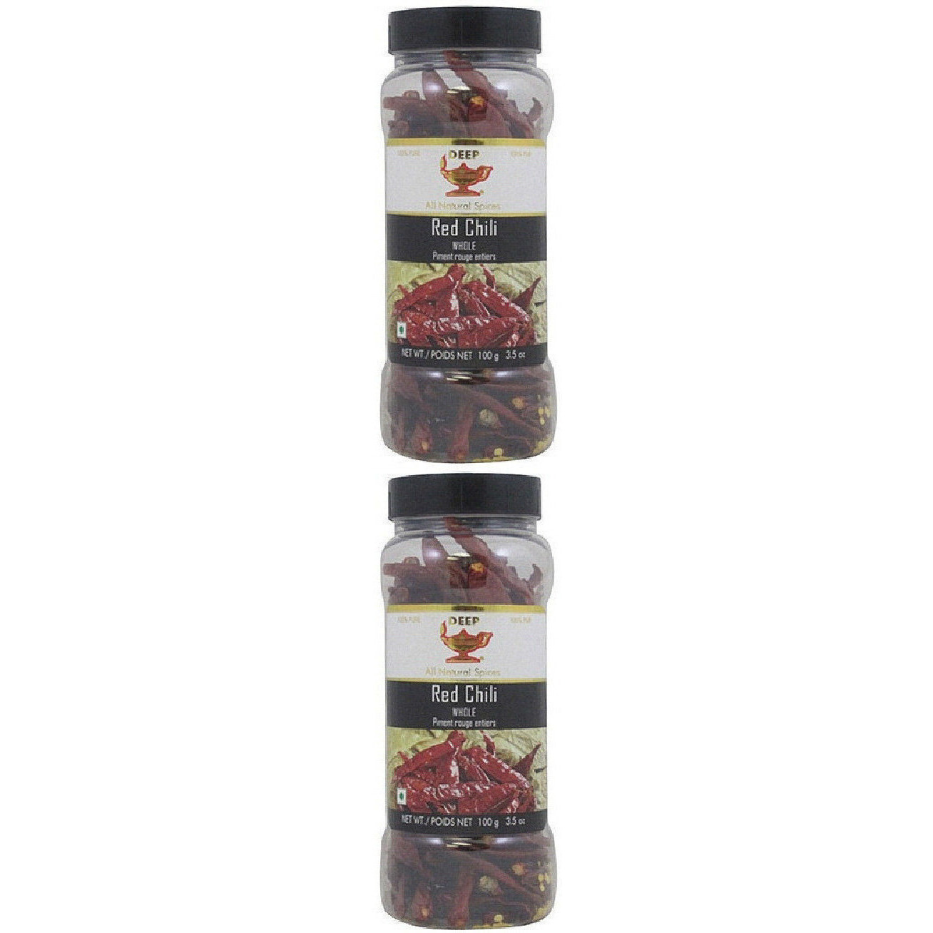 Pack of 2 - Deep Red Chilli Whole - 100 Gm (3.5 Oz)