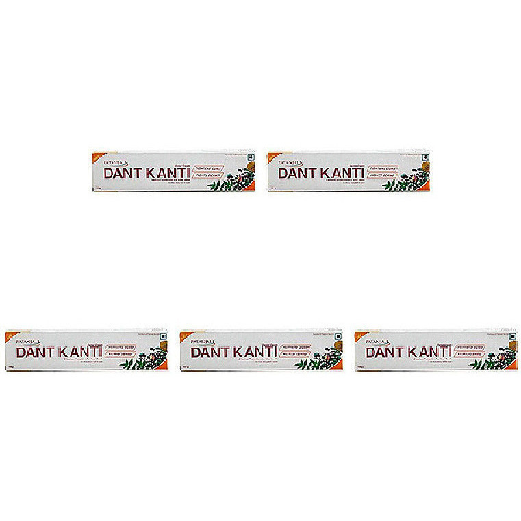 Pack of 5 - Patanjali Dant Kanti Natural Toothpaste  - 100 Gm (3.5 Oz)