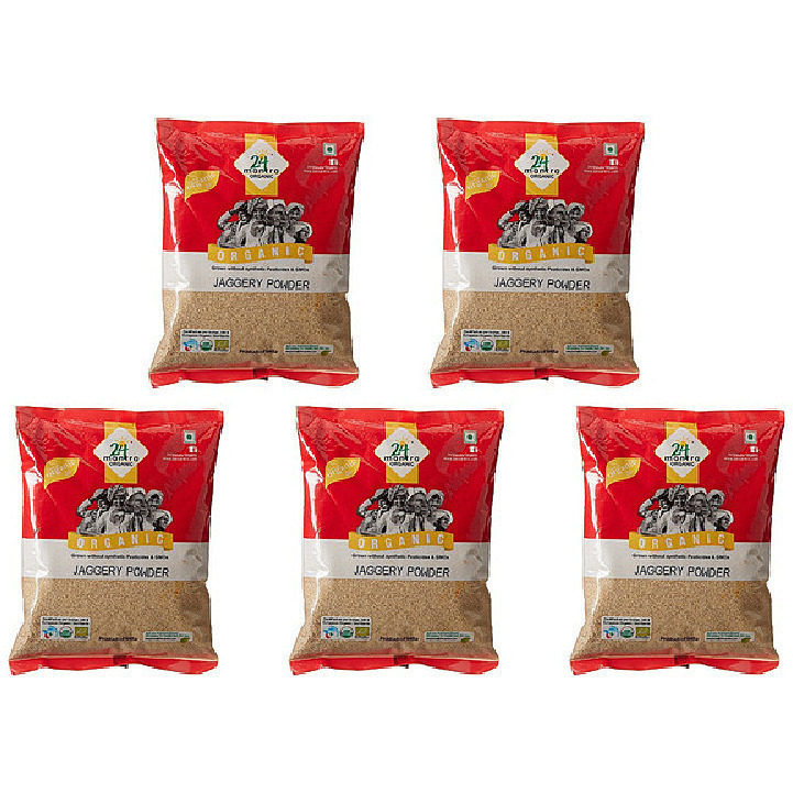 Pack of 5 - 24 Mantra Organic Jaggery Powder - 1 Lb (454 Gm)
