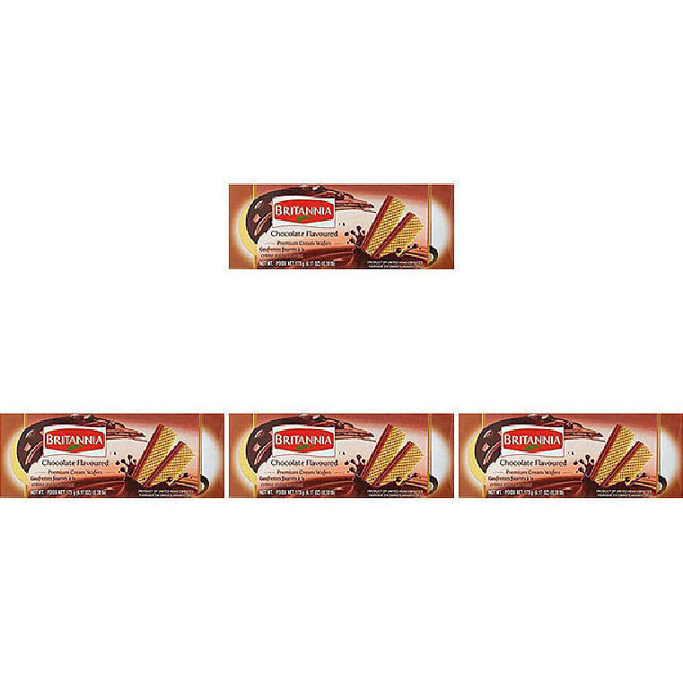 Pack of 4 - Britannia Chocolate Creme Wafer - 6.17 Oz (175 Gm)