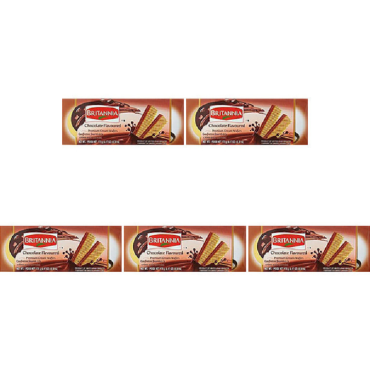 Pack of 5 - Britannia Chocolate Creme Wafer - 6.17 Oz (175 Gm)
