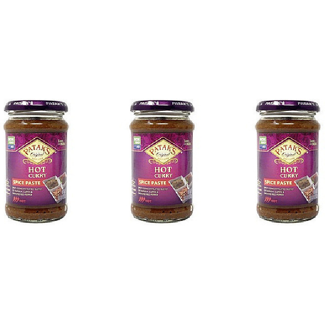 Pack of 3 - Patak's Hot Curry Spice Paste - 10 Oz (283 Gm)