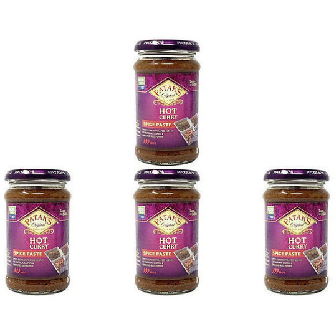 Pack of 4 - Patak's Hot Curry Spice Paste - 10 Oz (283 Gm)