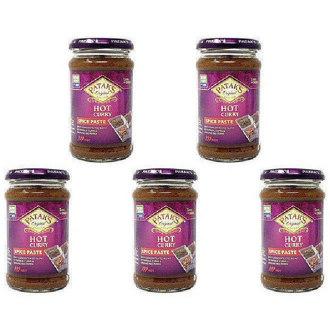 Pack of 5 - Patak's Hot Curry Spice Paste - 10 Oz (283 Gm)