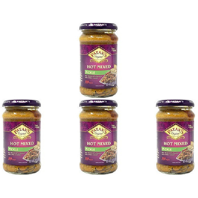 Pack of 4 - Patak's Hot Mixed Pickle - 10 Oz (283 Gm)