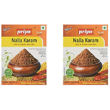 Pack of 2 - Priya Nalla Karam Rice Snacks Spice Mix - 100 Gm (3.5 Oz)