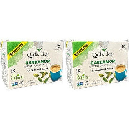 Pack of 2 - Quik Tea Cardamom Instant Chai Latte Unsweetened - 160 Gm (5.64 Oz)
