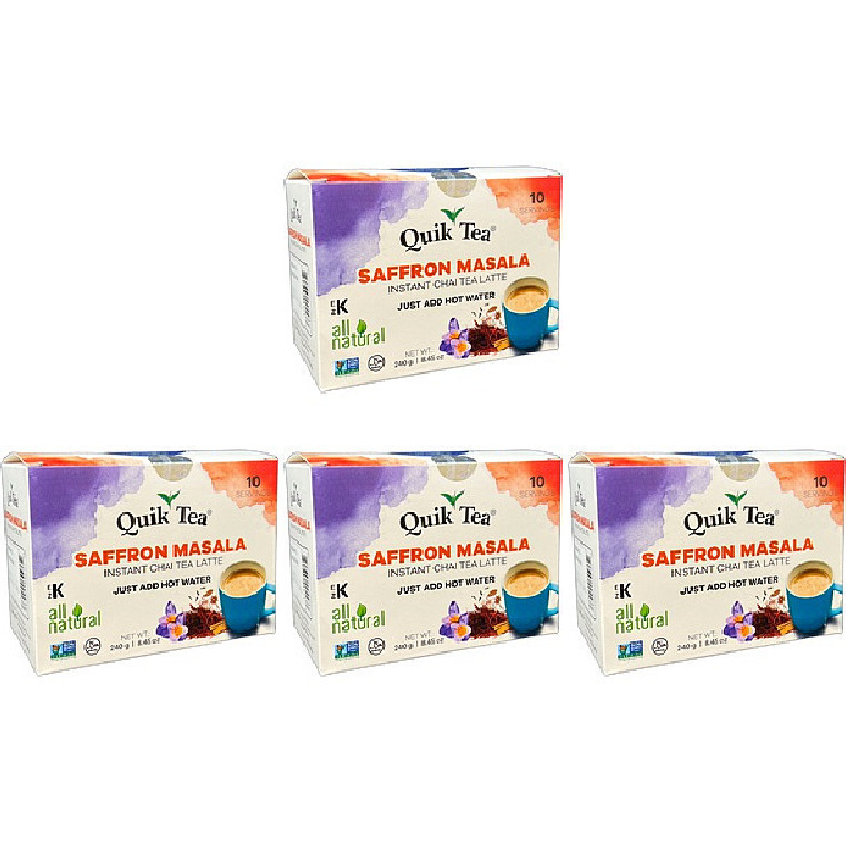Pack of 4 - Quik Tea Saffron Masala Chai - 8.5 Oz (240 Gm)