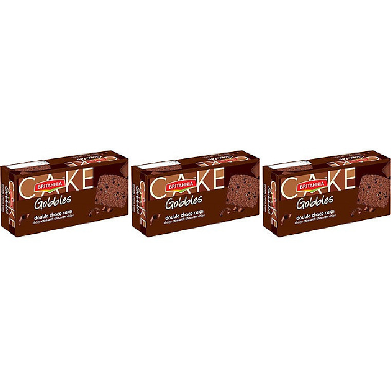 Pack of 3 - Britannia Gobbles Double Choco Cake - 250 Gm (8.8 Oz)